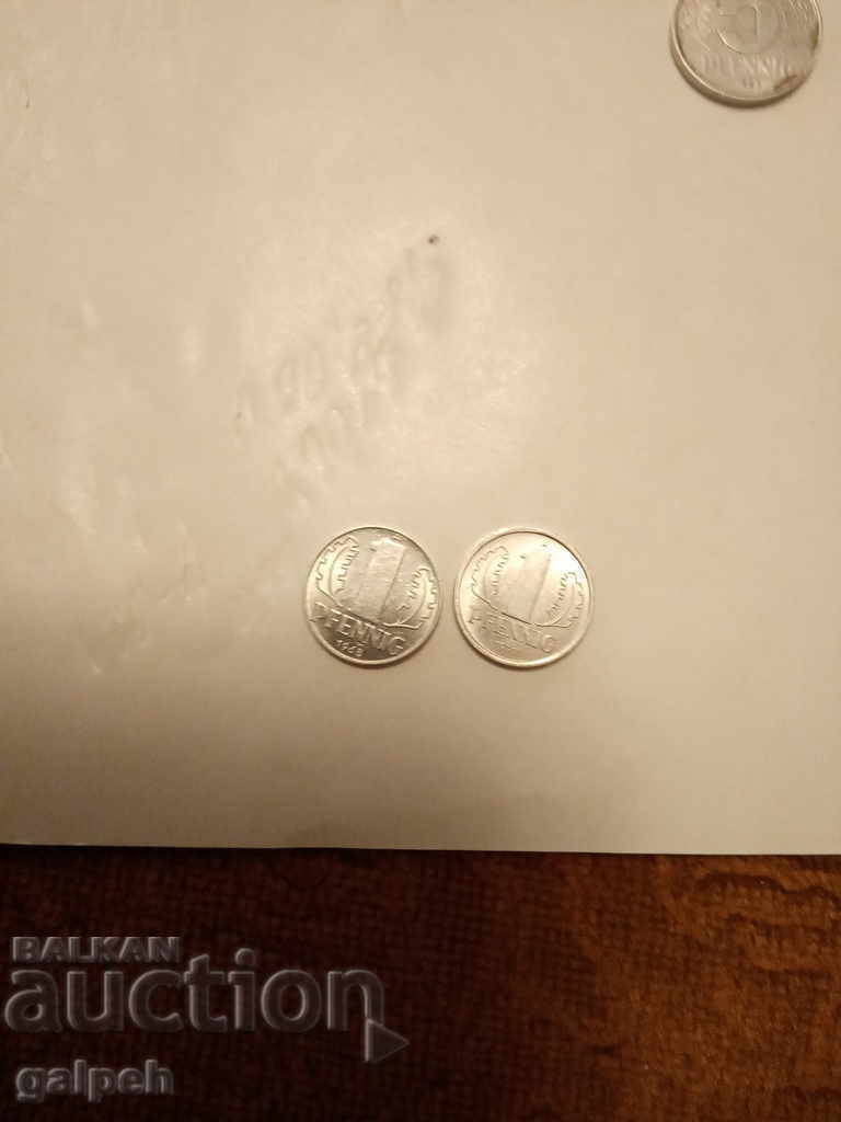 Auction  COINS - GERMANY - GDR - 8 pcs. - 10,5,1 pfennigs - BGN 2.00.