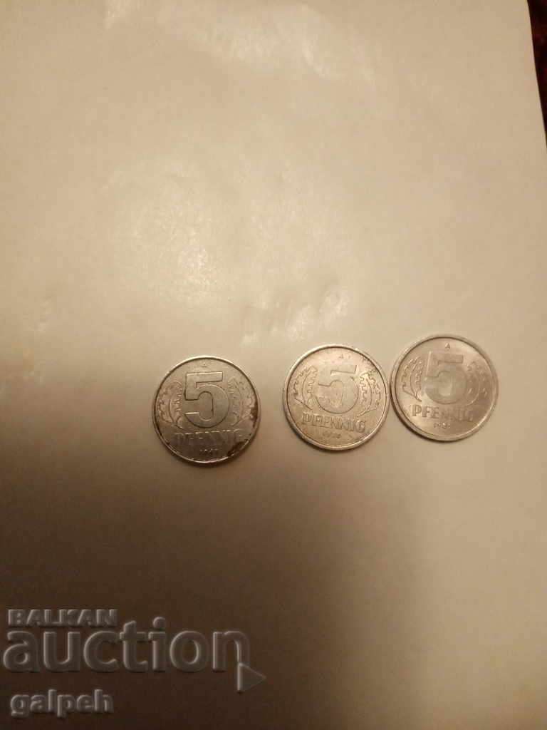 Delivery of COINS - GERMANY - GDR - 8 pcs. - 10,5,1 pfennigs - BGN 2.00.