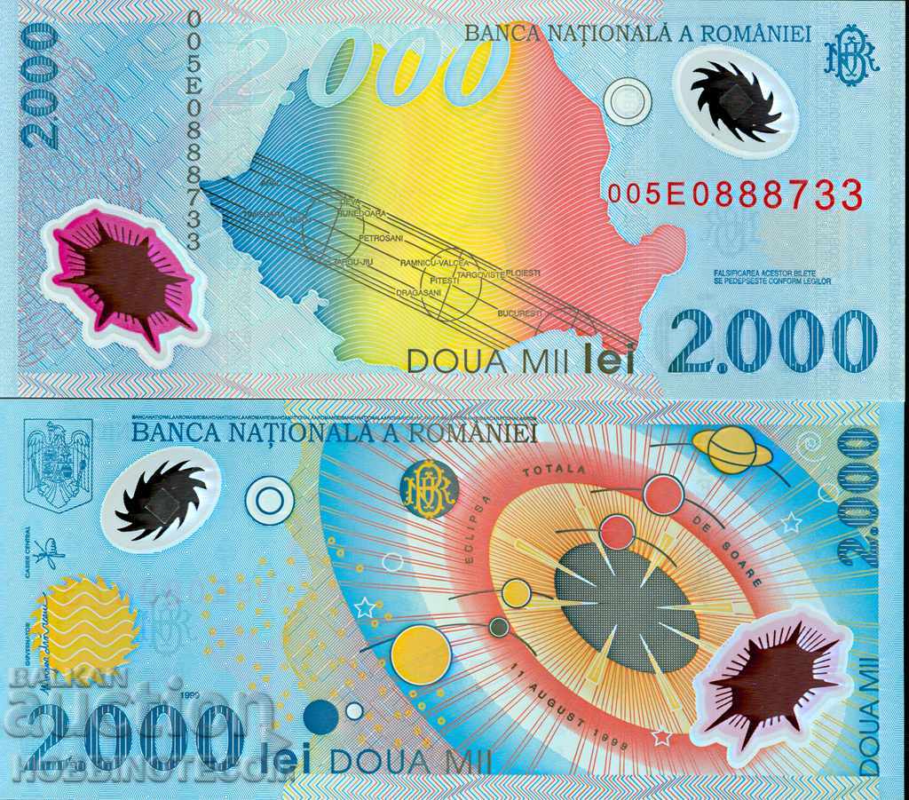 Auction  ROMANIA ROMANIA 2000 lei issue 2000 UNC POLYMER FOLDER 001A