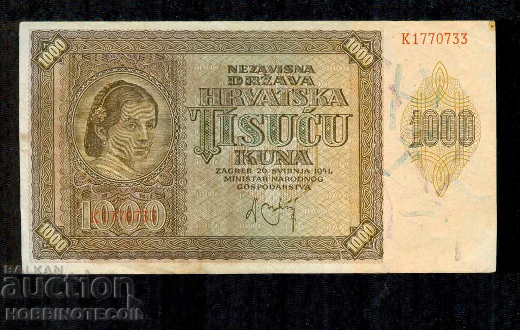CROAȚIA CROAȚIA CROAȚIA 1000 1 000 Kuni numărul 1941