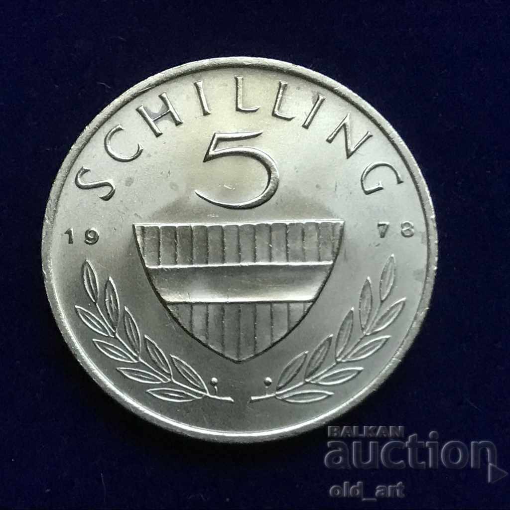 Monedă - Austria, 5 șilingi 1973