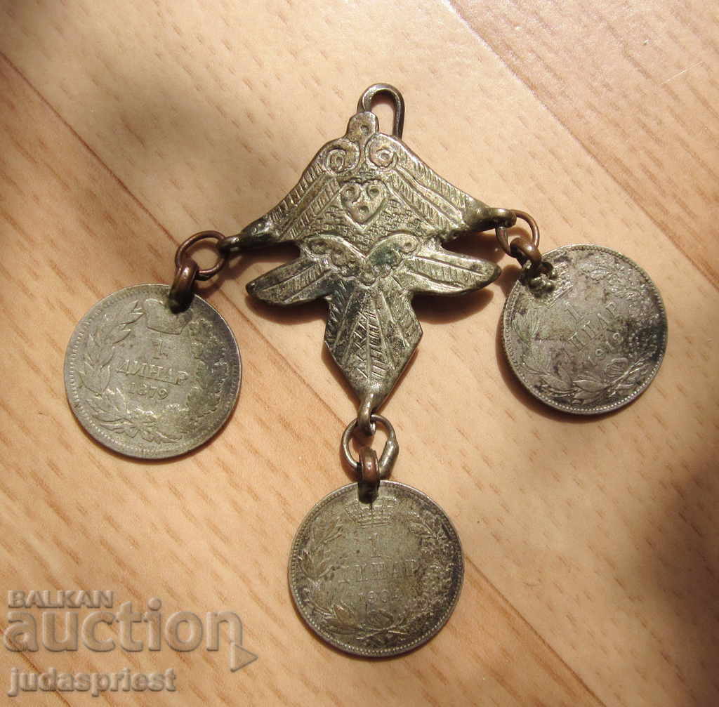 старинен Възрожденски религиозен сребърен накит трепка