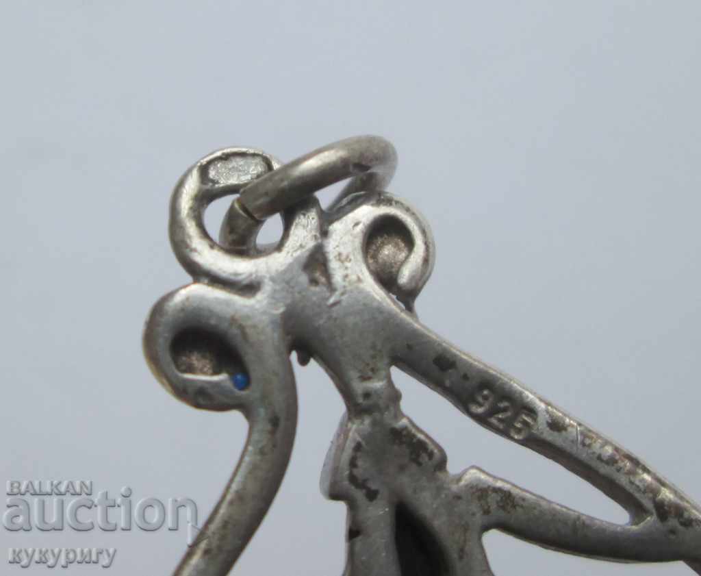 Pandantiv de argint pentru femei vechi, pandantiv, chihlimbar verde - 6 Pandantiv de argint pentru femei vechi, pandantiv, chihlimbar verde - 6