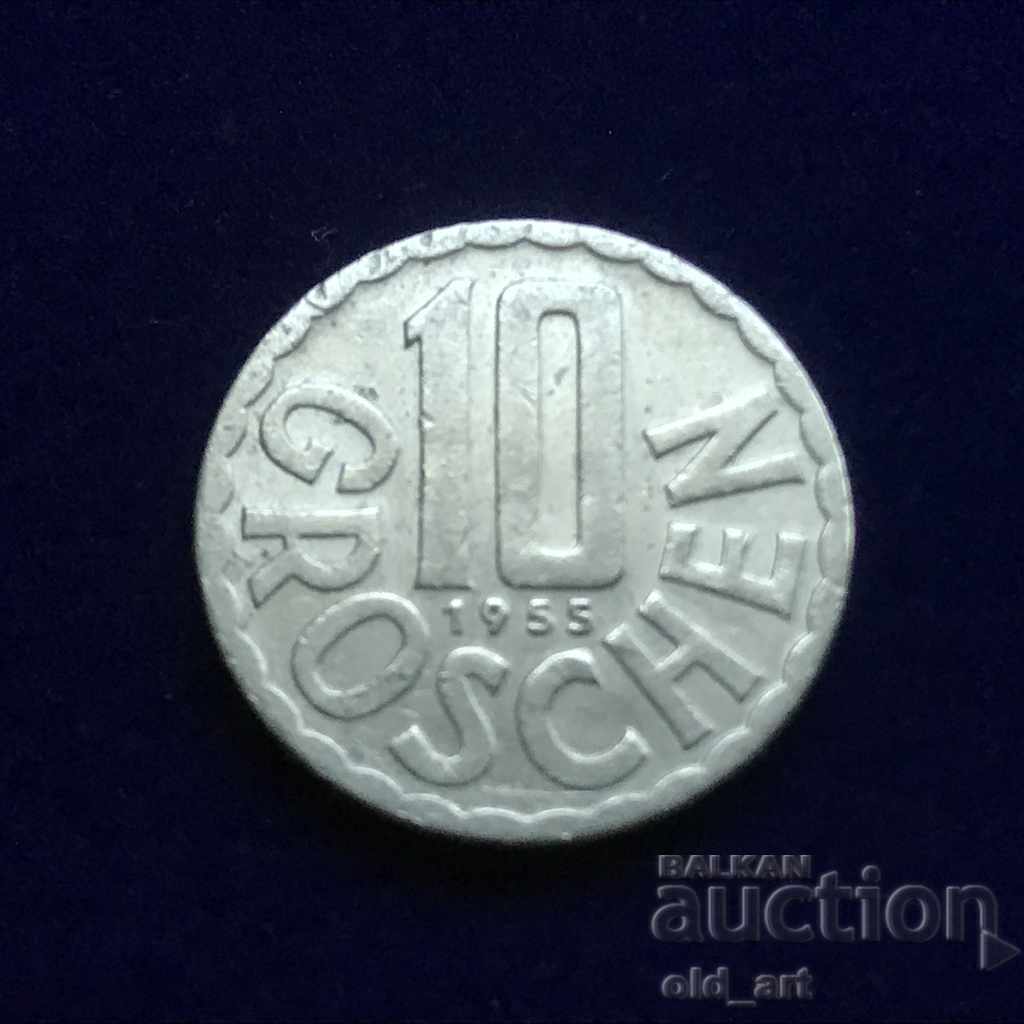 Monedă - Austria, 10 groși 1955