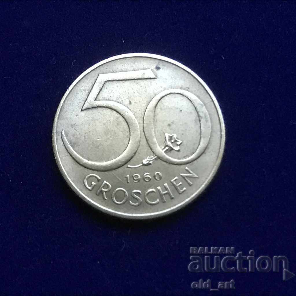 Монета - Австрия, 50 гроша 1960 година