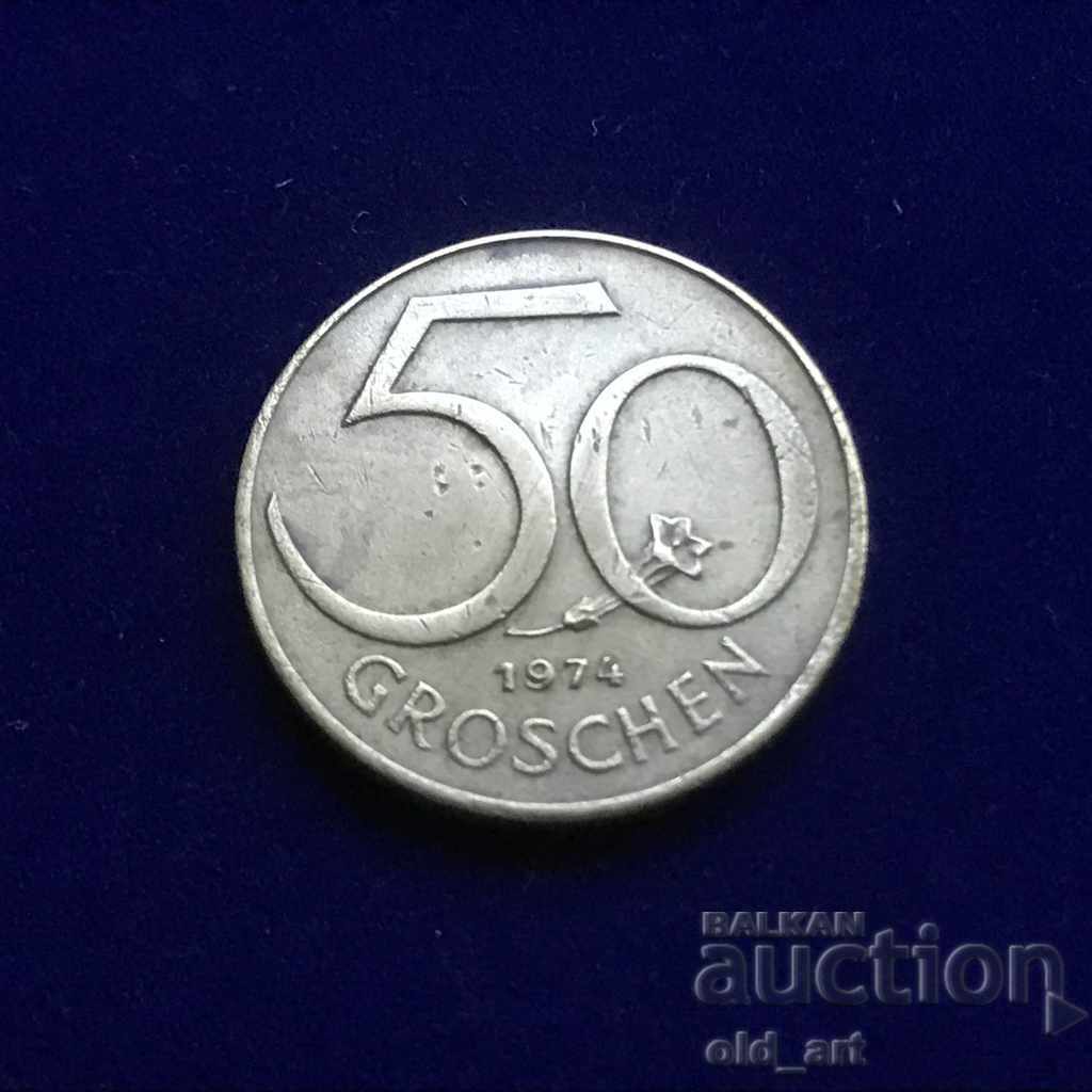 Монета - Австрия, 50 гроша 1974 година