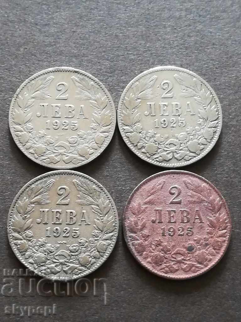 Lot of 2 Leva 1925, 4 pcs Lot of 2 Leva 1925, 4 pcs