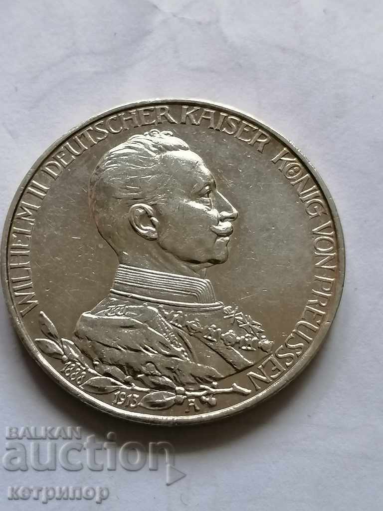 3 марки Прусия 1913г А сребърна. Германия
