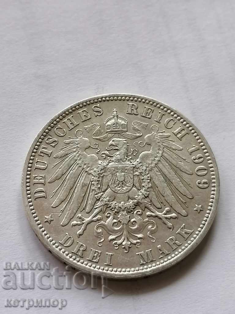 3 marks Bavaria 1909 D silver. Germany with price 75.00 BGN | € 38.35 3 marks Bavaria 1909 D silver. Germany with price 75.00 BGN | € 38.35