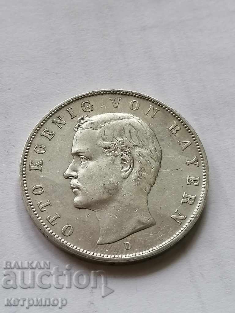 3 марки Бавария 1909г D сребърна. Германия