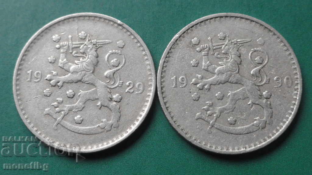Финландия 1929-1930г. - 1 марка (2 броя)