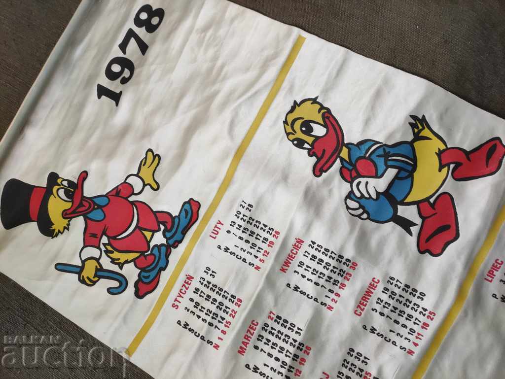 Auction 1978 Donald Duck Fabric Calendar Auction 1978 Donald Duck Fabric Calendar