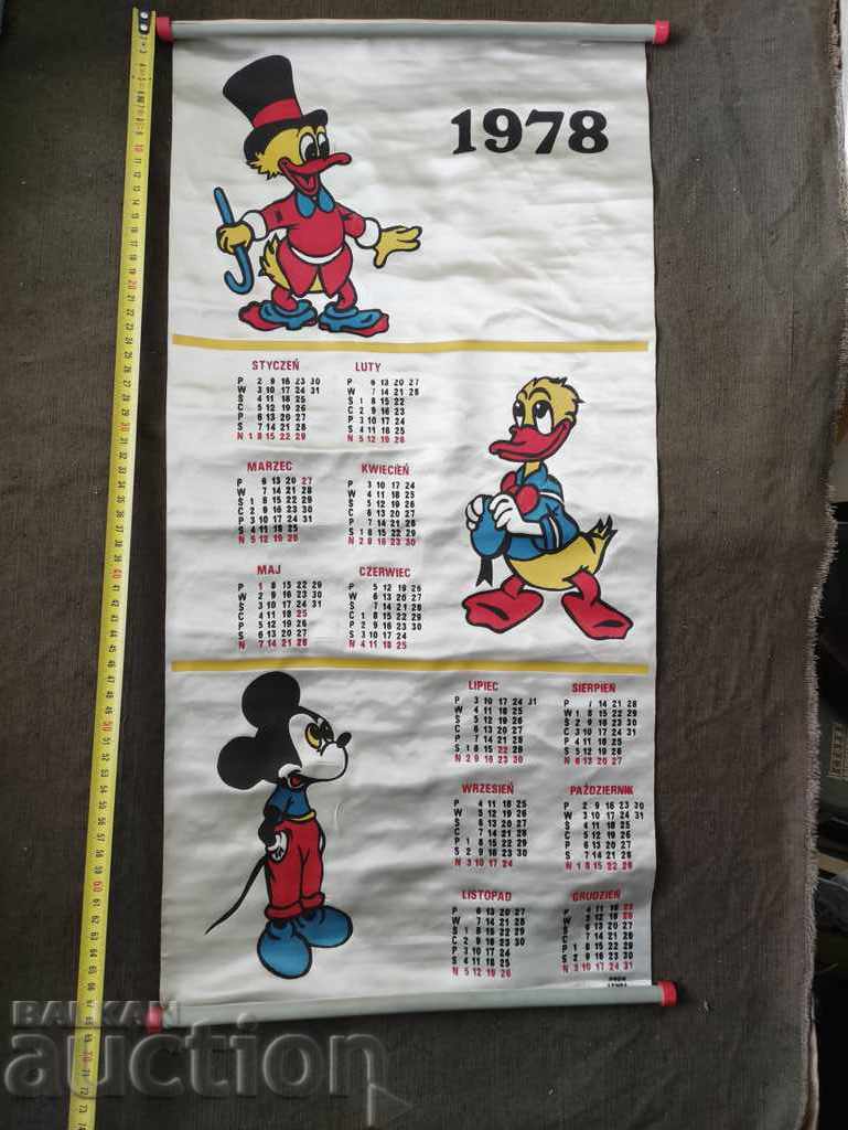 Fabric calendar 1978 Donald Duck