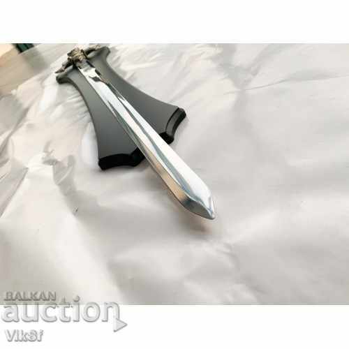 Medieval Templar Sword + wooden wall stand - 5 Medieval Templar Sword + wooden wall stand - 5