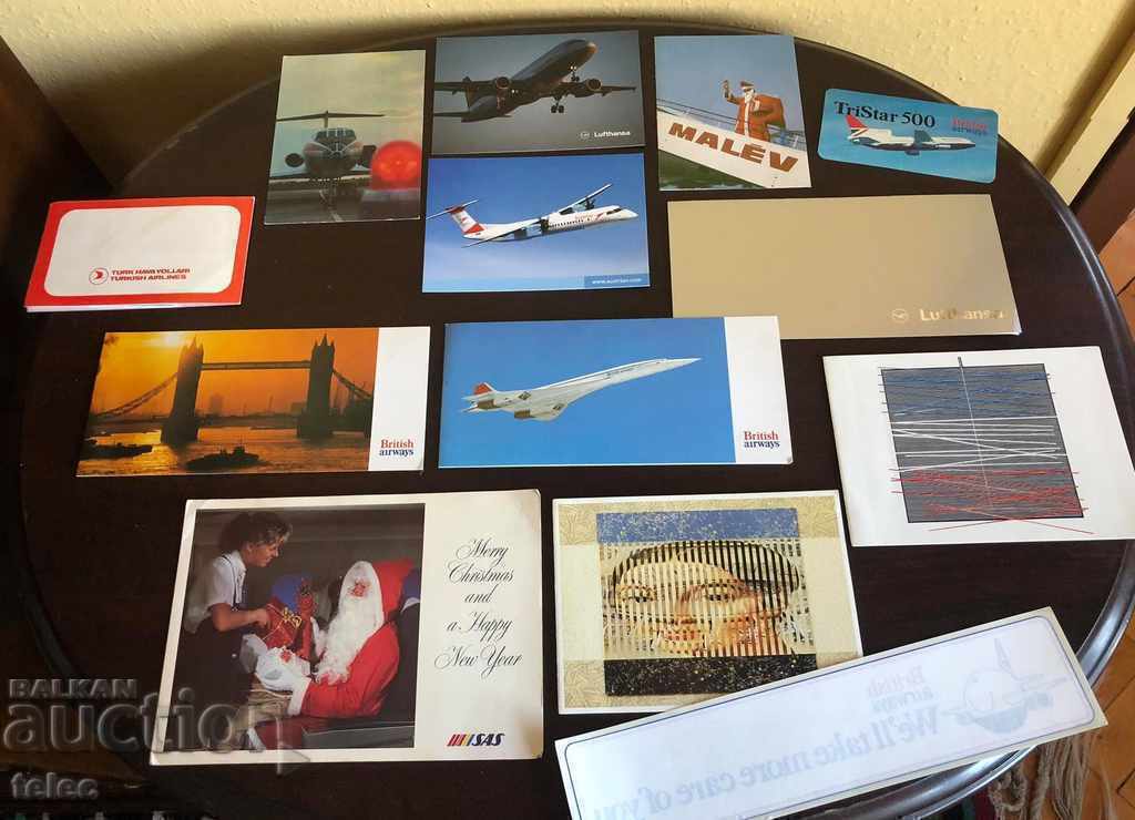 Сет картички от авиокомпании - със самолети и поздравителни