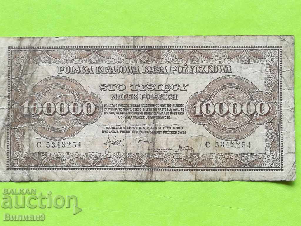 100000 марки 1923 Полша