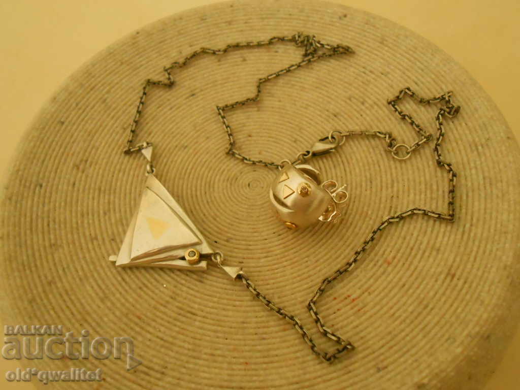 SILVER NECKLACE with Earrings Diamond, SILVER 925 and Gold with price 497.00 BGN | € 254.11 SILVER NECKLACE with Earrings Diamond, SILVER 925 and Gold with price 497.00 BGN | € 254.11