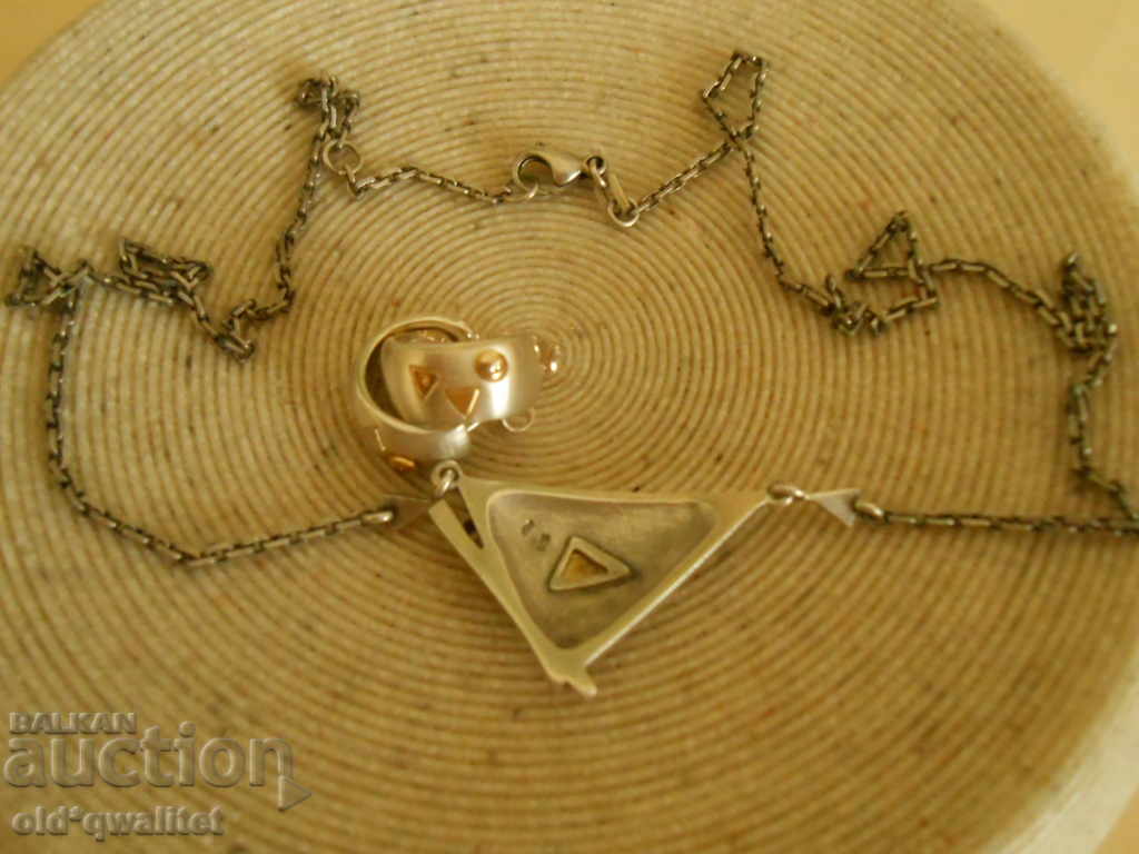 SILVER NECKLACE with Earrings Diamond, SILVER 925 and Gold - 6 SILVER NECKLACE with Earrings Diamond, SILVER 925 and Gold - 6