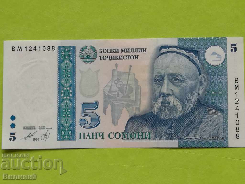 5 Somoni 1999 Τατζικιστάν UNC
