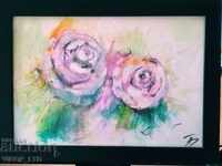 WILD ROSES painting Young artist signature frame