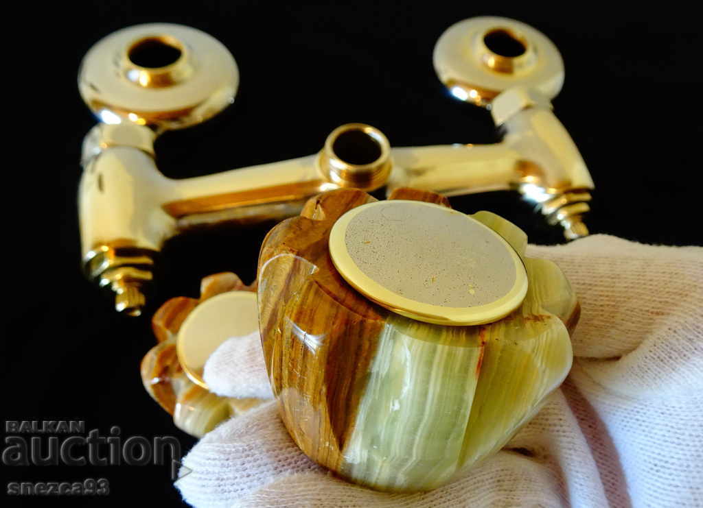 Italian brass faucet with onyx.