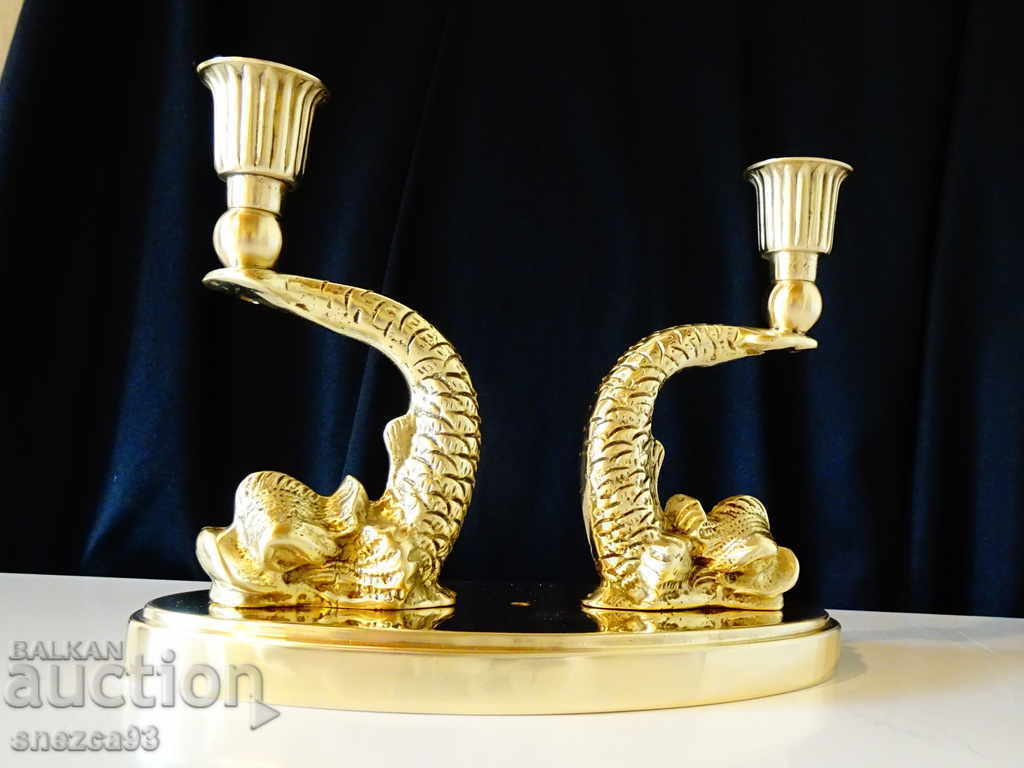 Bronze fish candlestick 2 kg., Christianity. with price 249.00 BGN | € 127.31 Bronze fish candlestick 2 kg., Christianity. with price 249.00 BGN | € 127.31