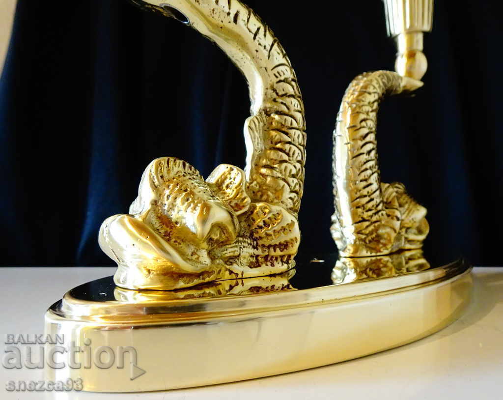 Auction Bronze fish candlestick 2 kg., Christianity. Auction Bronze fish candlestick 2 kg., Christianity.