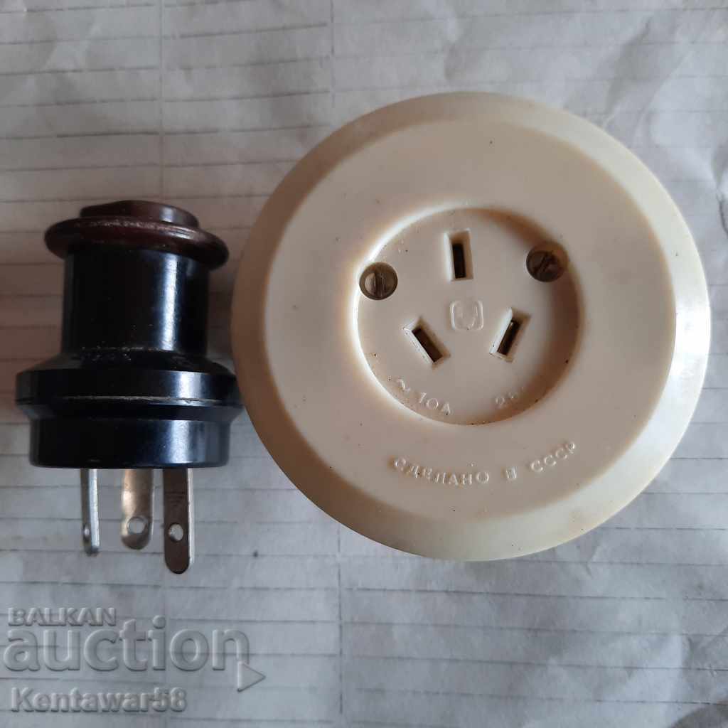 Bakelite contact and plug - new Bakelite contact and plug - new