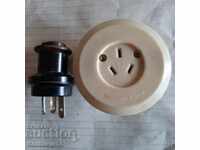 Bakelite socket and plug - new