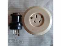 Bakelite contact and plug - new