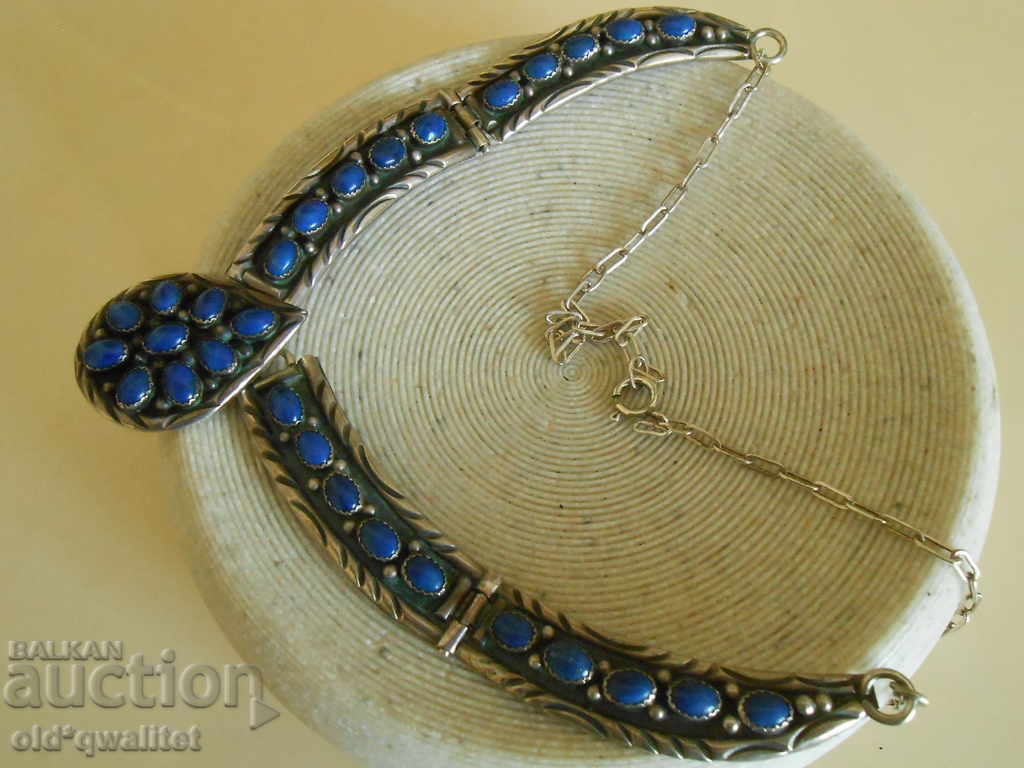 SILVER NECKLACE, 925 SILVER, STERLING, Lapis Lazuli - 5