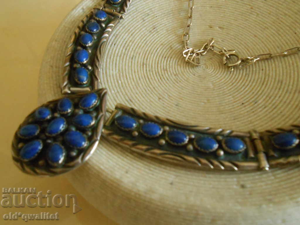 SILVER NECKLACE, 925 SILVER, STERLING, Lapis Lazuli - 6
