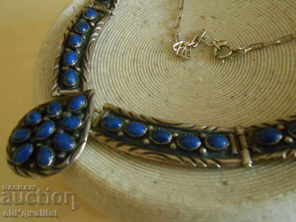 SILVER NECKLACE, 925 SILVER, STERLING, Lapis Lazuli - 7
