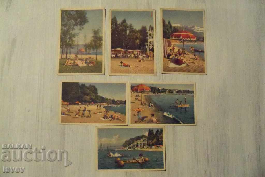 6 παλιές καρτ-ποστάλ από την παραλία στη Λωζάνη στη λίμνη της Γενεύης 1920
