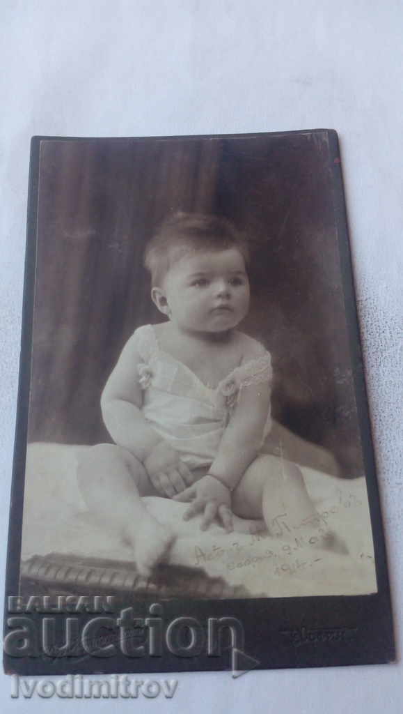 Fotografie Fetiță 1915 Carton