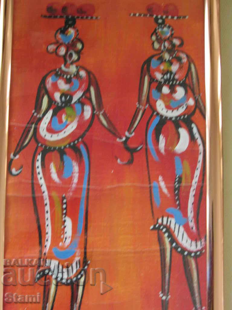 Auction Women of Africa-painting in batik technique Auction Women of Africa-painting in batik technique