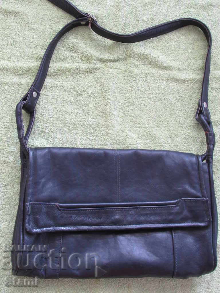Γυναικεία τσάντα σε μαύρο χρώμα από γνήσιο δέρμα, νέο