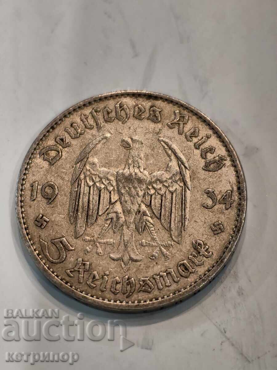 5 Μάρκα Γερμανία 1934 Α ασήμι με τιμή € 49.00 | 95.84 BGN