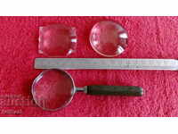 Lot 3 magnifiers an old magnifying glass with a metal ring with a handle