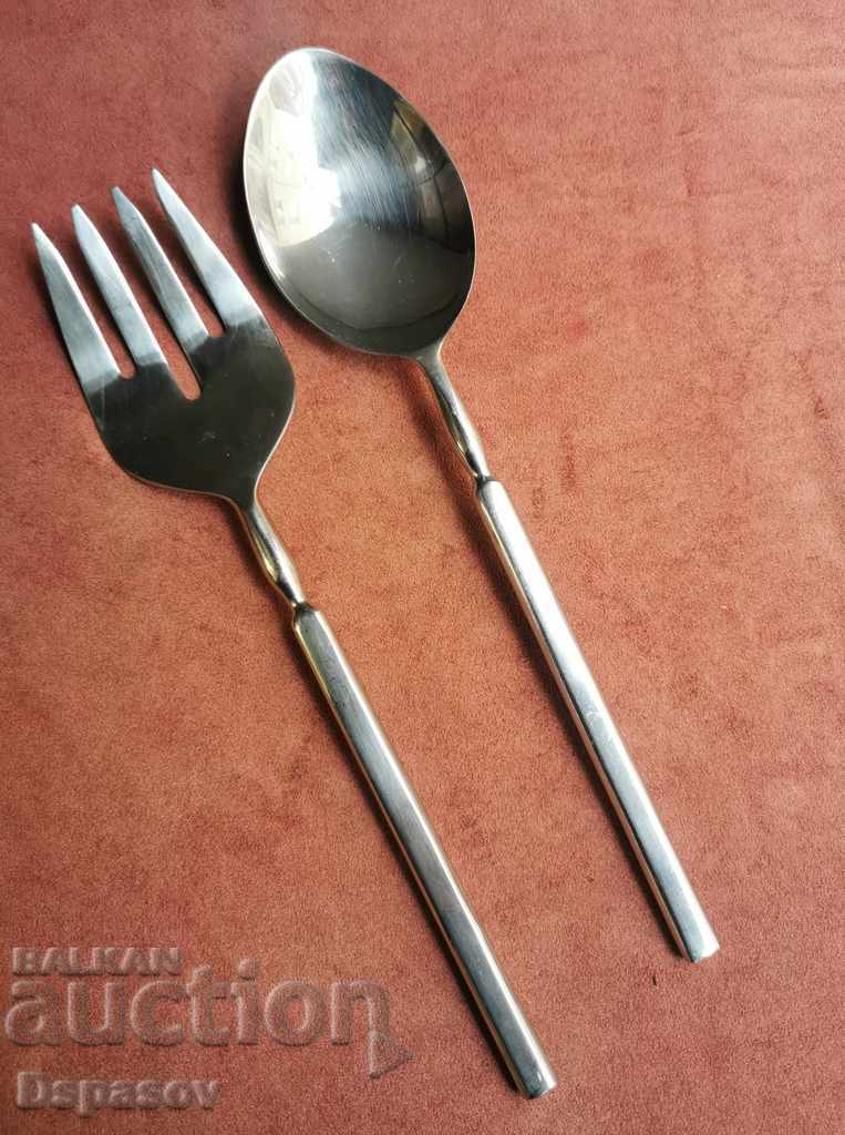 Large Fork and Spoon Set for Salad Utensils