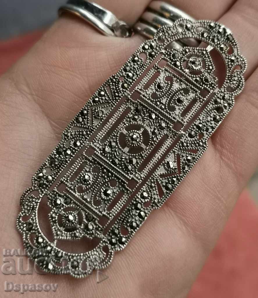Silver Art Brooch with Marcasites
