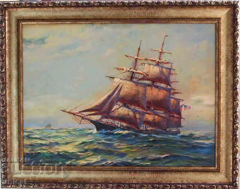 Clipper, sailing ship, painting