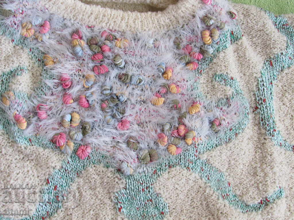 Bluză tricotată manual cu motive de șampanie - 5