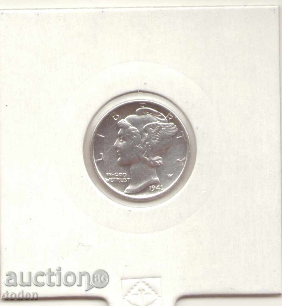 ++Ηνωμένες Πολιτείες-1 δεκάρα-1941-KM# 140-Mercury Dime-silver++