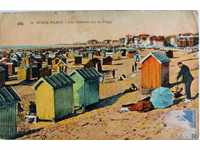 1929 BEACH CABINS BEACH BEACH SEA HOLIDAY POSTCARD