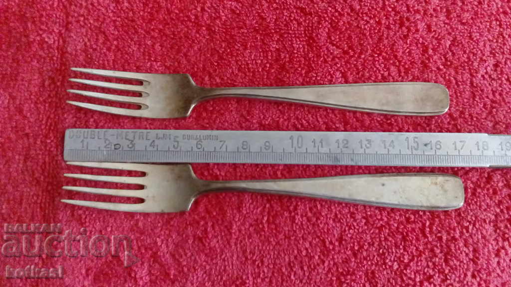 Lot of two pieces of old silver plated forks kitchen utensils
