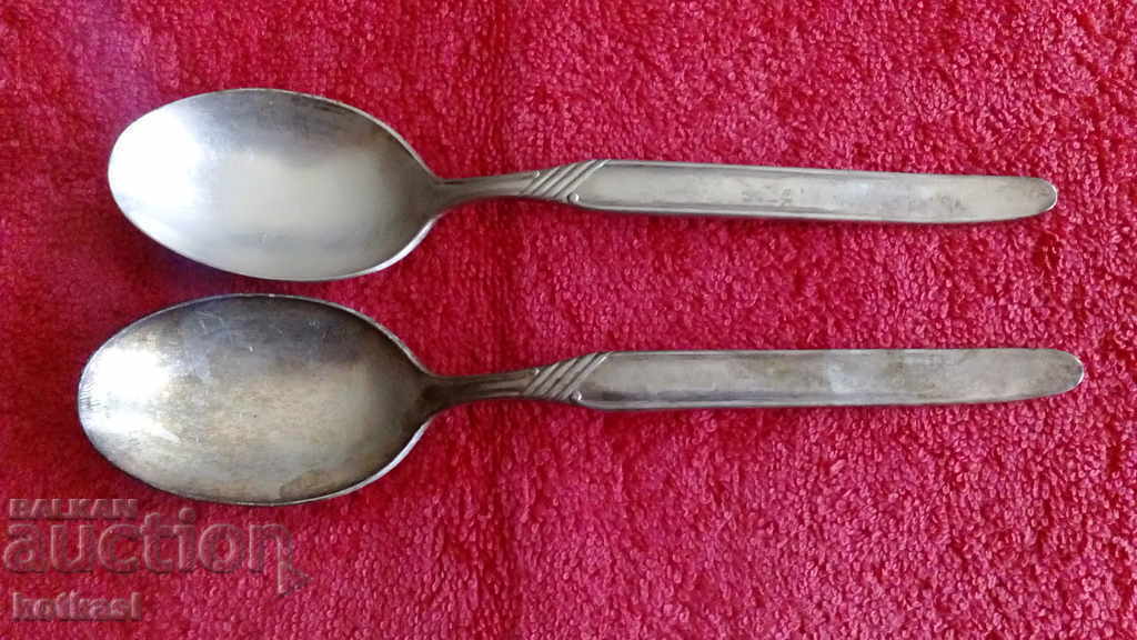 Lot of two old silver-plated kitchenware spoons - 5 Lot of two old silver-plated kitchenware spoons - 5