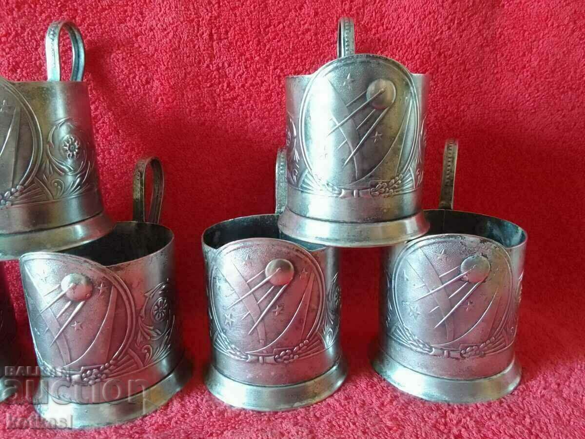 Old soc USSR Russia propped Cosmos Sputnik silver plated 6 pcs. with price 185.50 BGN | € 94.84