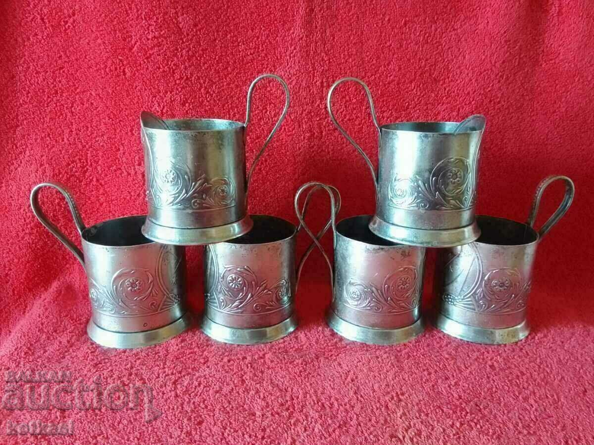 Delivery of Old soc USSR Russia propped Cosmos Sputnik silver plated 6 pcs.