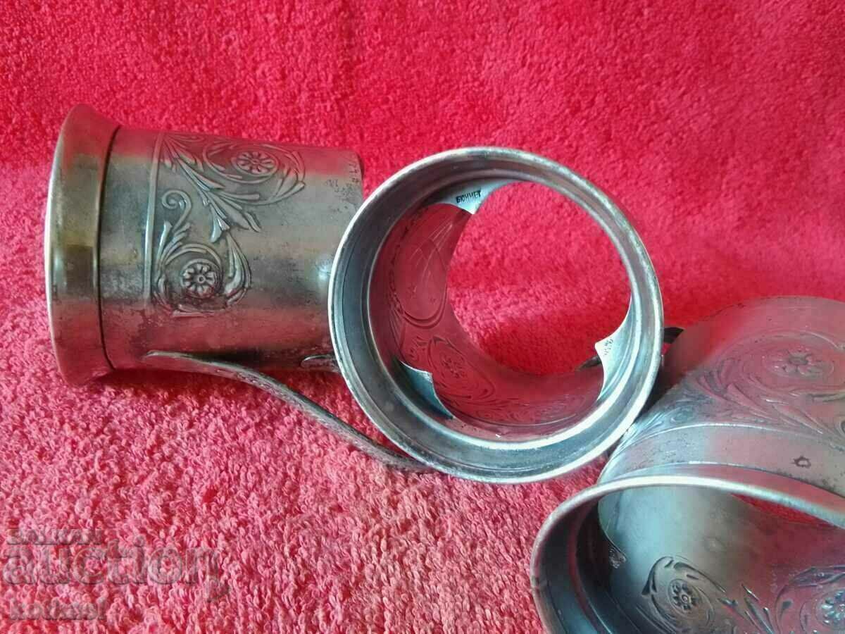 Old soc USSR Russia propped Cosmos Sputnik silver plated 6 pcs. - 7